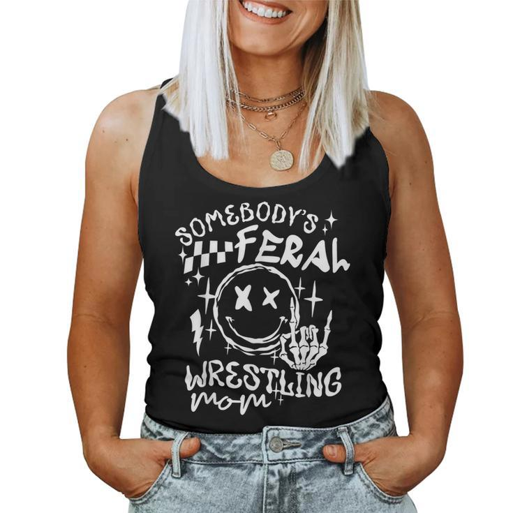 Somebody's Feral Wrestling Mom Retro Mama Life Mother's Day Women Tank Top