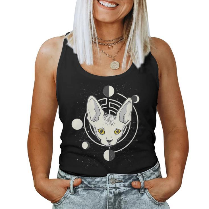 Sphynx Cat Moon Phase Gothic Women Tank Top