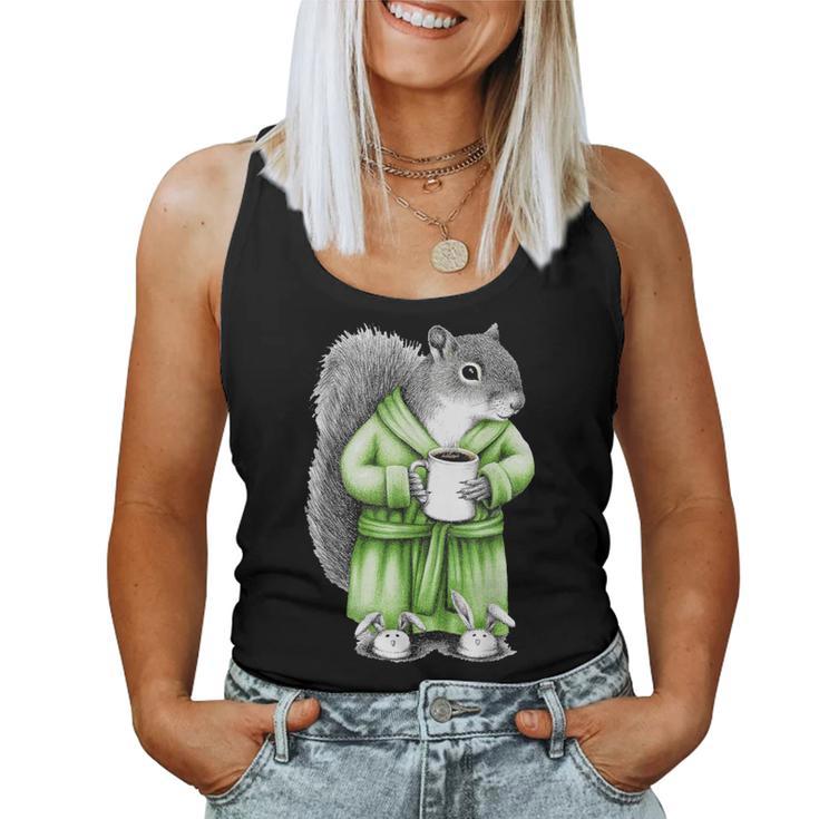 Squirrel Coffee Cup Coffee Drinking Squirrel Women Tank Top