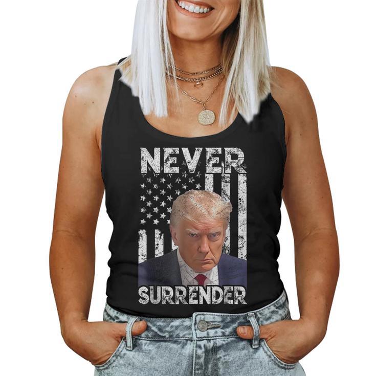 Never Surrender Trump Shot 2024 American Flag Men Women Tank Top