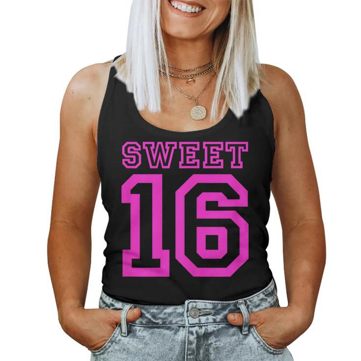 Sweet Sixn 16Th Birthday Hot Pink Birthday Party Girl Women Tank Top