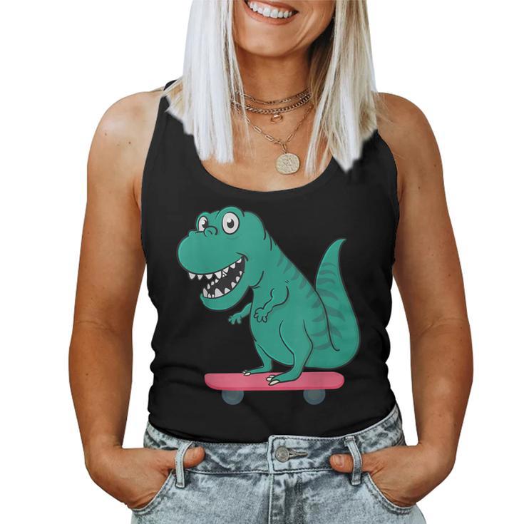 T Rex On Skate Board Skaters Skate Skating Woman Man Women Tank Top