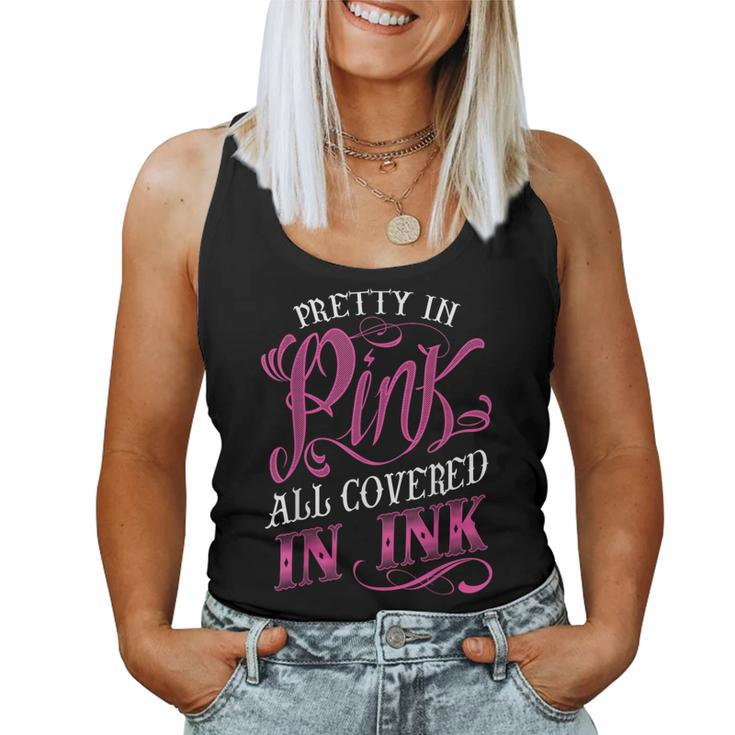 Tattooed Girl Pretty In Pink Covered In Pink Women Tank Top