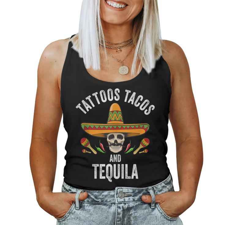 Tattoos Tacos Tequila Mexican Skull Cinco De Mayo Women Tank Top