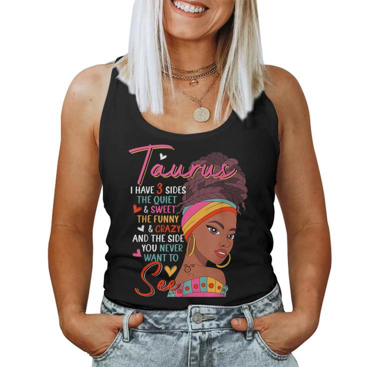 Taurus I Have 3 Sides Sarcastic Zodiac Sign Afro Women Women Tank Top