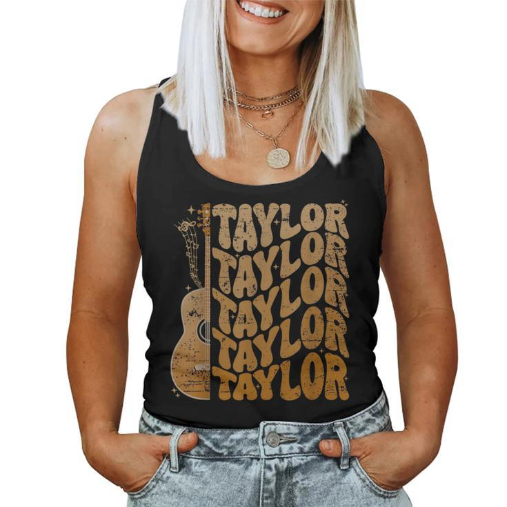 Taylor First Name I Love Taylor Girl Groovy 80'S Vintage Women Tank Top