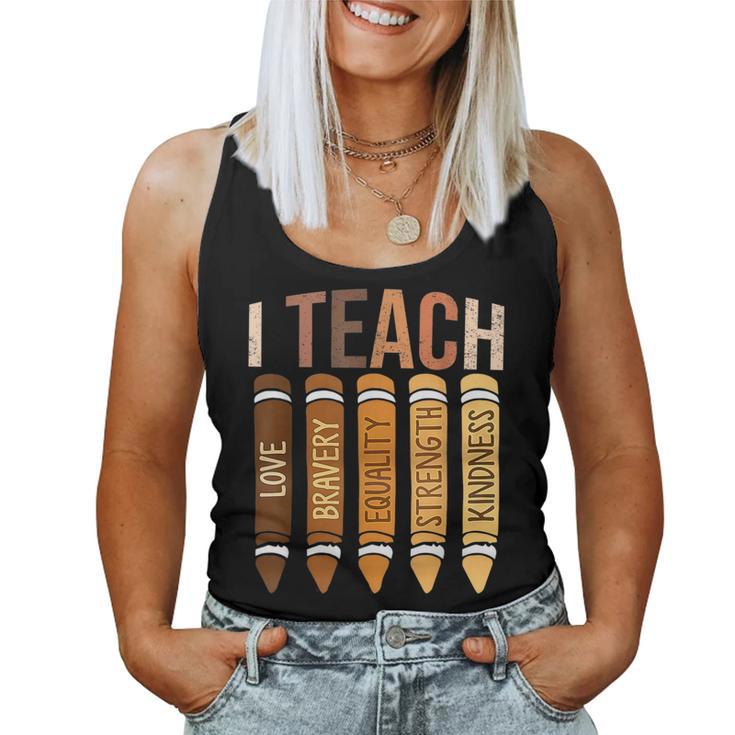 I Teach Black History Month African Teacher Melanin Crayons Women Tank Top