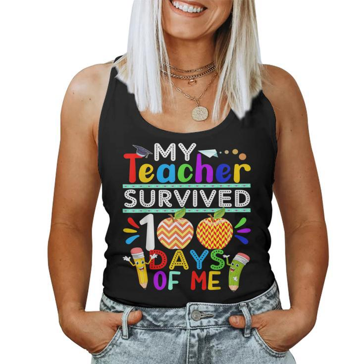 My Teacher Survived 100 Days Of Me Happy 100Th Day Of School Women Tank Top