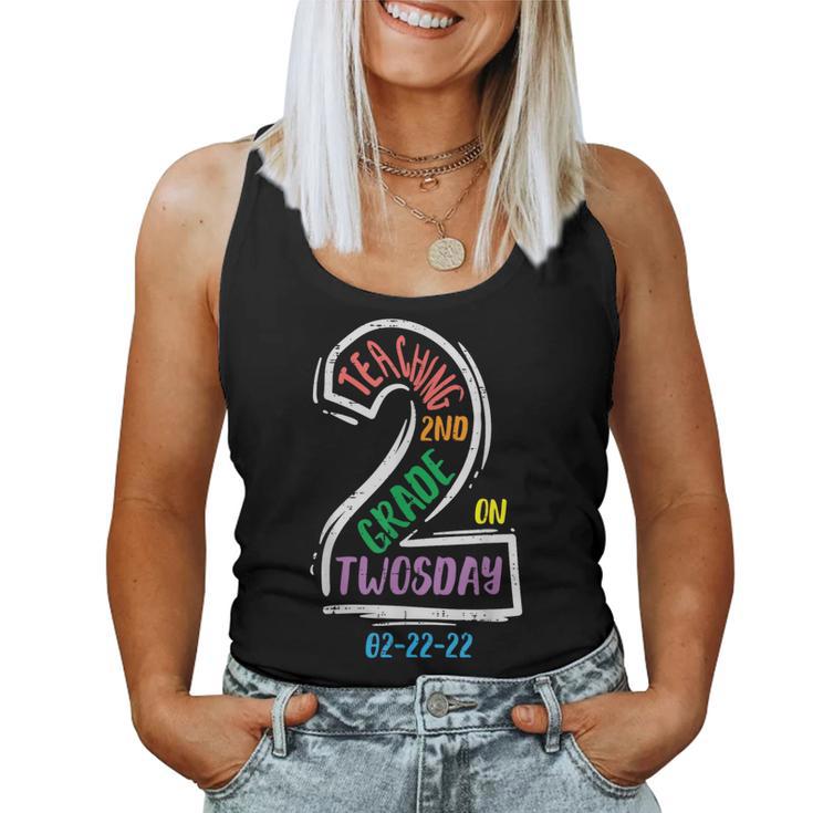 Teaching 2Nd Grade On Twosday 2-22-22 Twos Day Teacher Women Tank Top