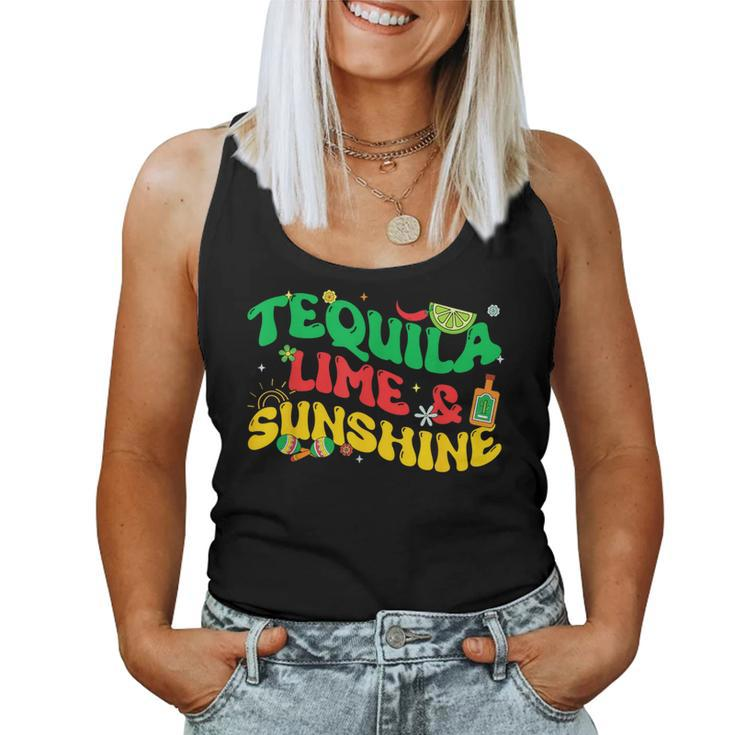 Tequila Lime Sunshine Retro Groovy Cinco De Mayo Drinking Women Tank Top