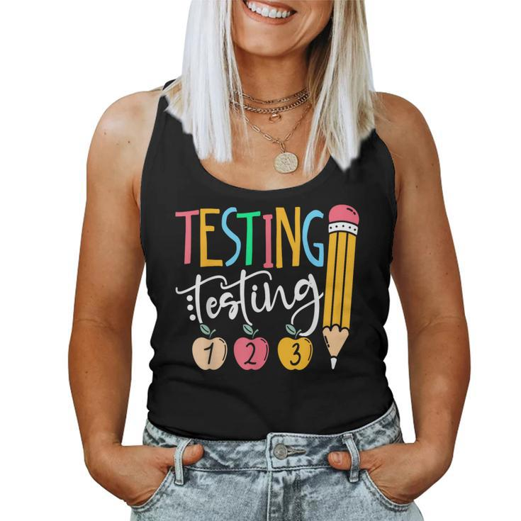 Testing Testing 123 Cute Rock The Test Day Teacher Student Women Tank Top