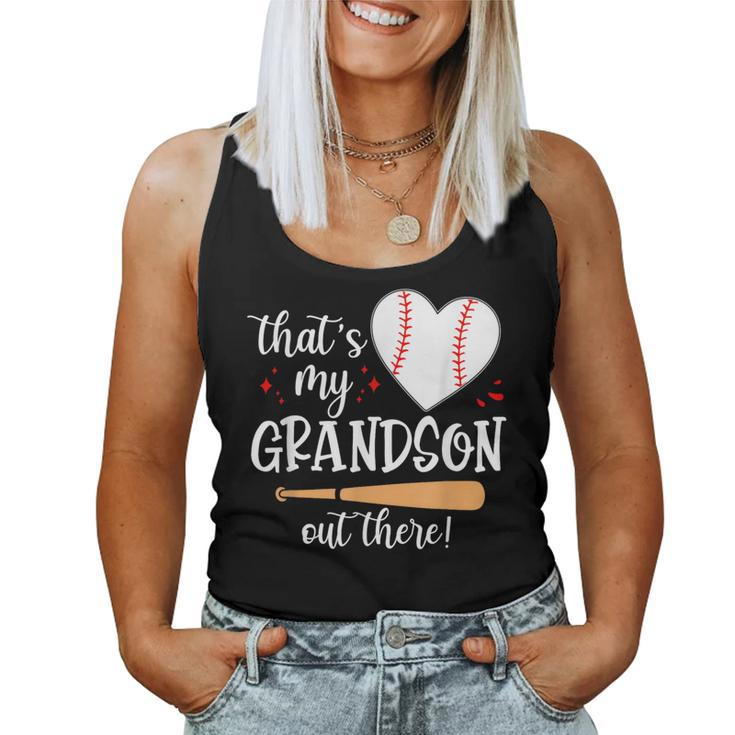 Thats My Grandson Out There Baseball Grandma Mom Women Tank Top