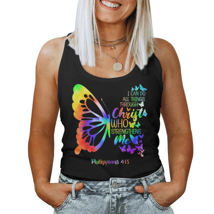 I Can Do All Things Through Christ Butterfly Religious Women Women Tank Top