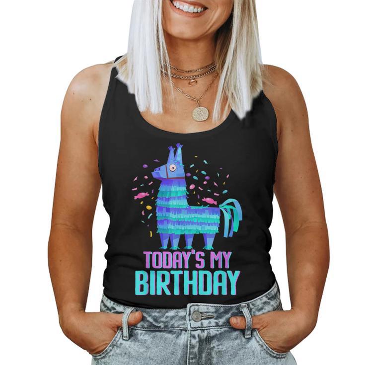 Today's My Birthday Cute Llama Party Decorations Birthday Women Tank Top