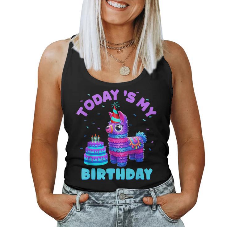 Todays My Birthday Llama Boy Family Party Decorations Women Tank Top