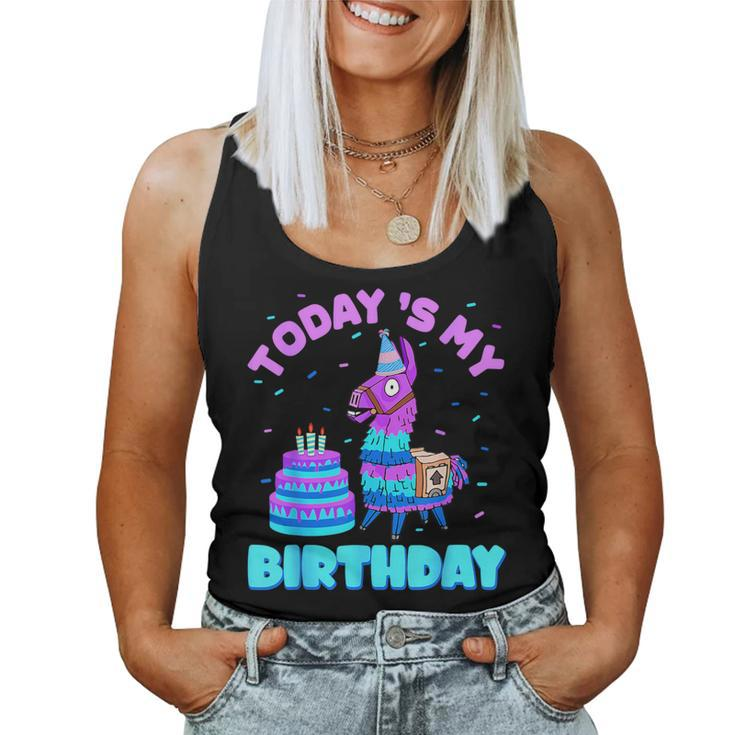 Todays My Birthday Llama Birthday Party Decorations Boys Kid Women Tank Top