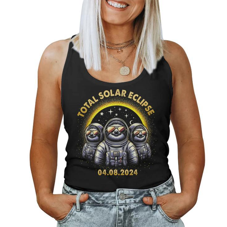 Total Solar Eclipse 04082024 Astronaut Sloth Crew Women Tank Top