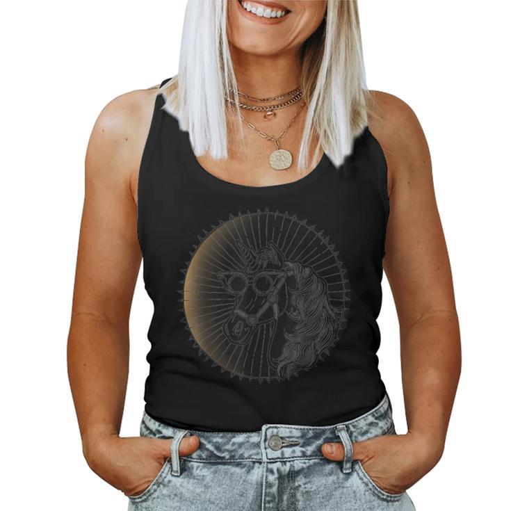 Total Solar Eclipse 2024 Horse Wearing Solar Eclipse Glasses Women Tank Top