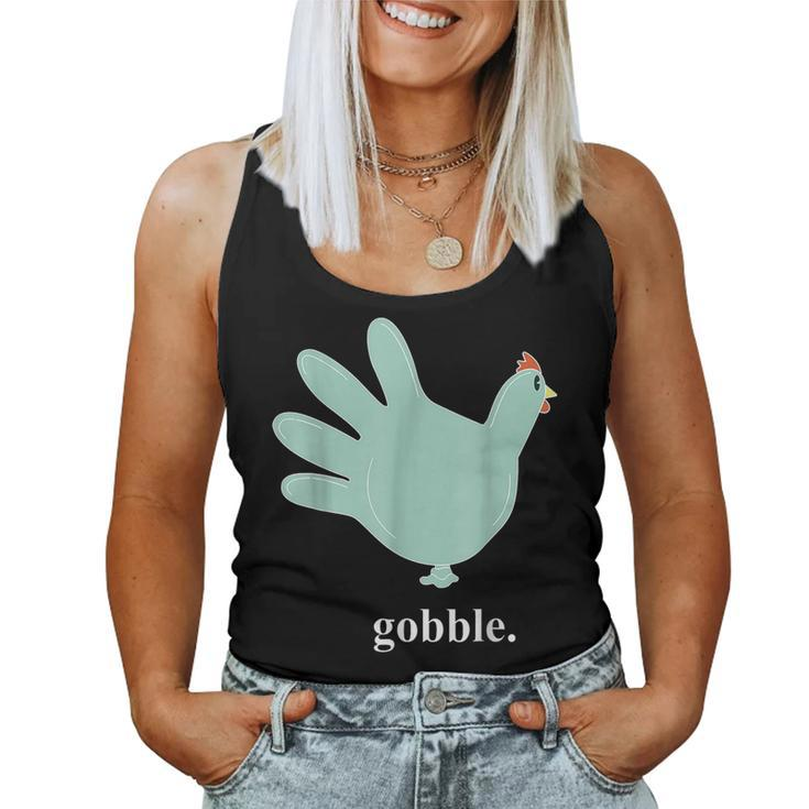 Turkey Glove Gobble Thanksgiving Thankful Nurse Women Tank Top