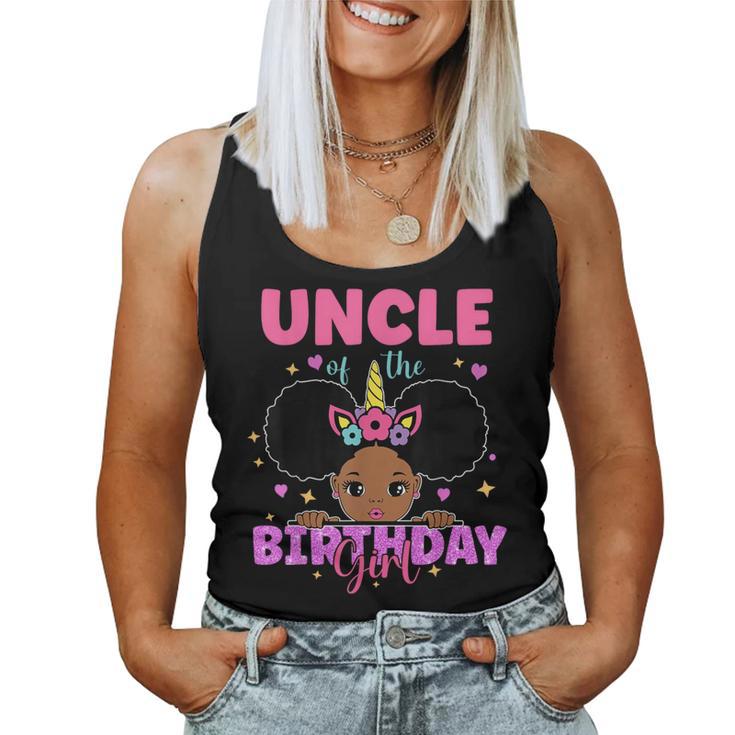 Uncle Of The Birthday Girl Melanin Afro Unicorn Princess Women Tank Top