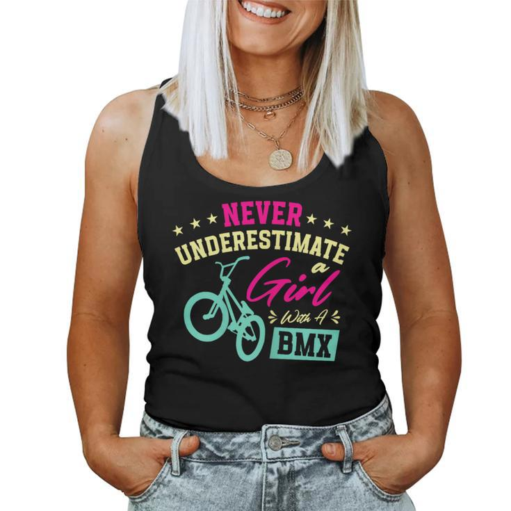 Never Underestimate Girl With Bmx Cycling Cyclist Women Tank Top