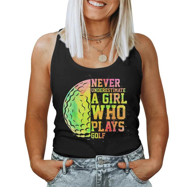Never Underestimate A Girl Who Plays Golf Sports Lover Women Tank Top