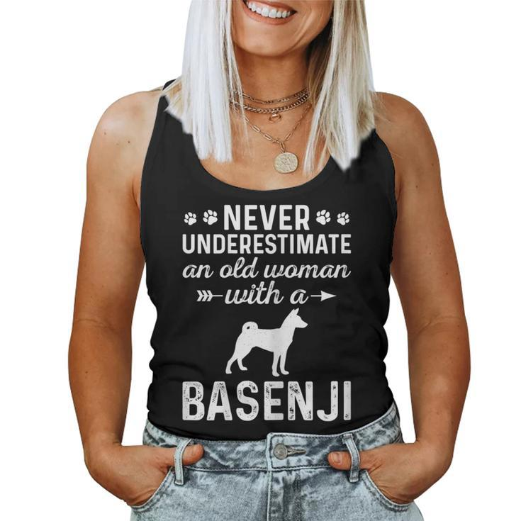 Never Underestimate An Old Woman With Basenji Dog Grandma Women Tank Top