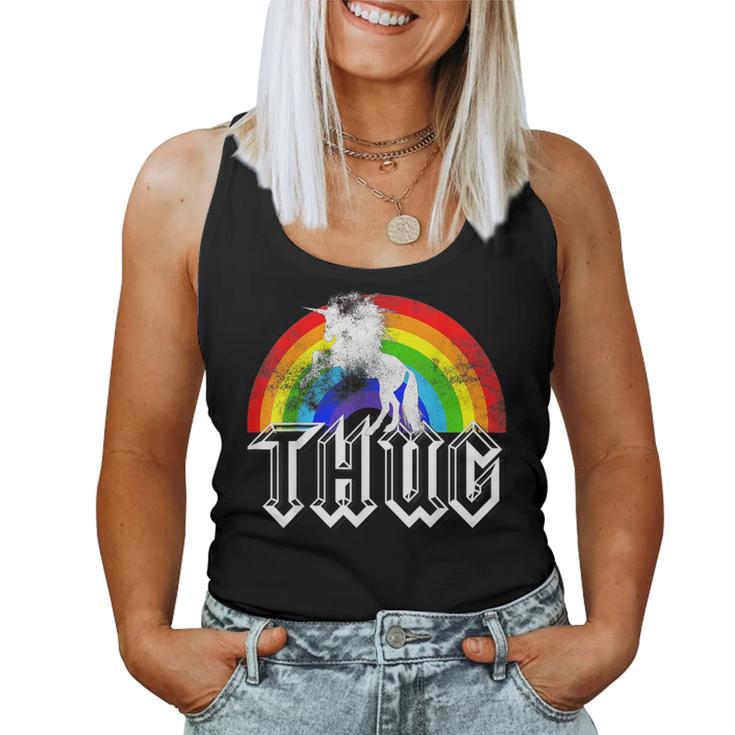 Unicorn Rainbow Thug  Distressed Women Tank Top