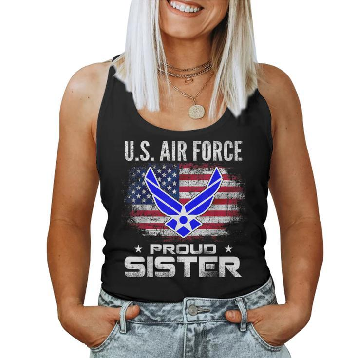 Us Air Force Proud Sister With American Flag Veteran Women Tank Top