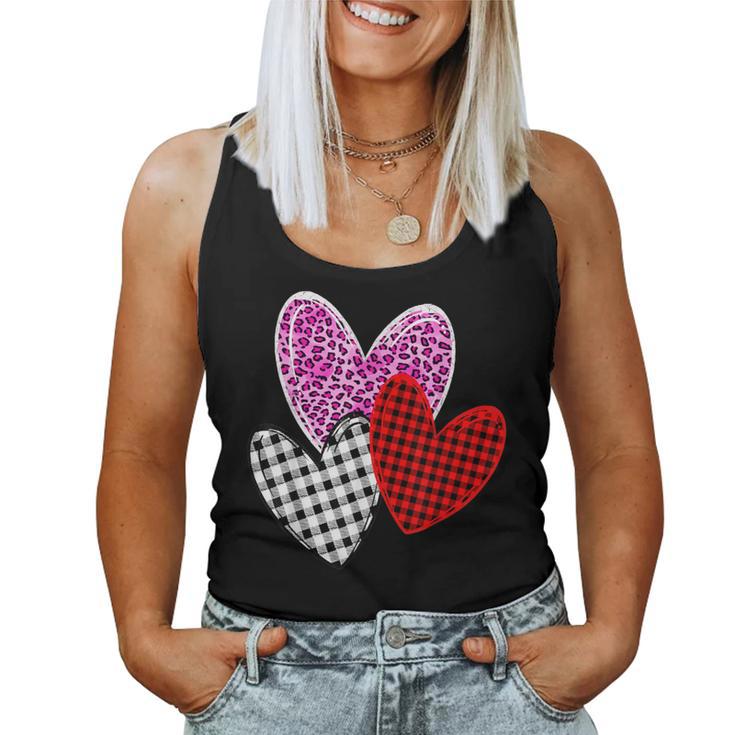 Valentines Day Hearts Leopard Pink Buffalo Plaid Print Women Women Tank Top