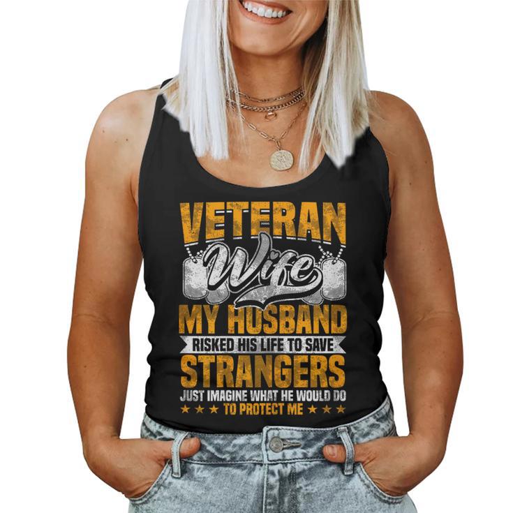 Veteran Woman Army Husband Soldier Saying Cool Military Women Tank Top