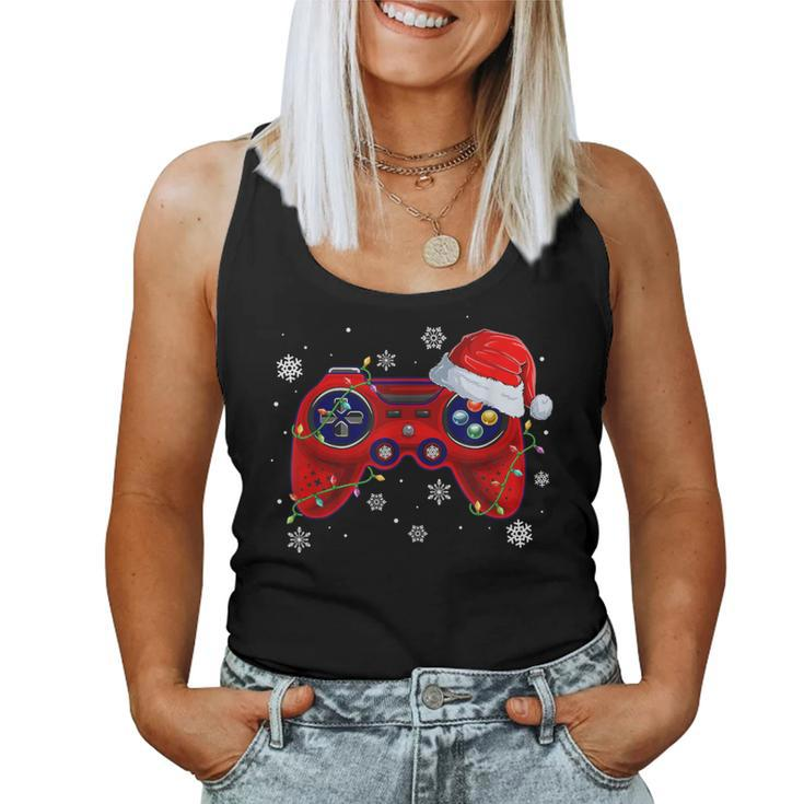 Video Game Controller Christmas Santa Hat Gamer Boys Girls Women Tank Top