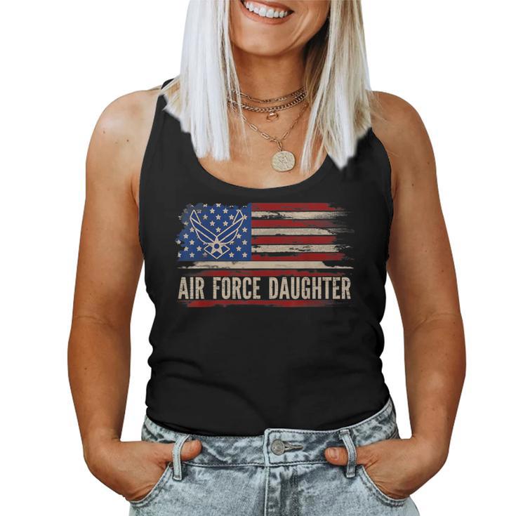 Vintage Air Force Daughter American Flag Veteran Women Tank Top