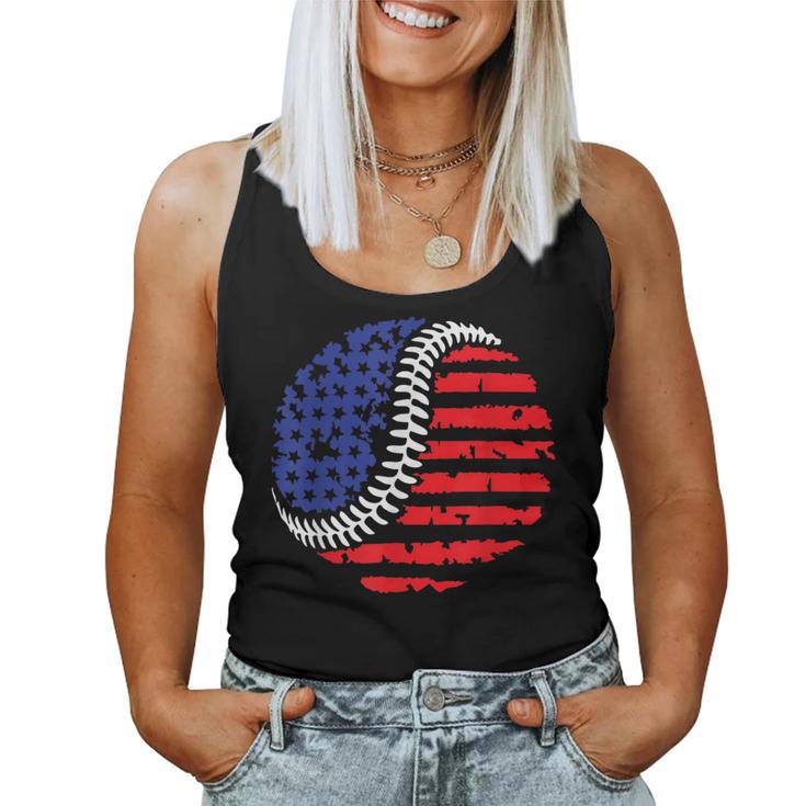 Vintage Baseball American Flag For Boys Girls Women Women Tank Top