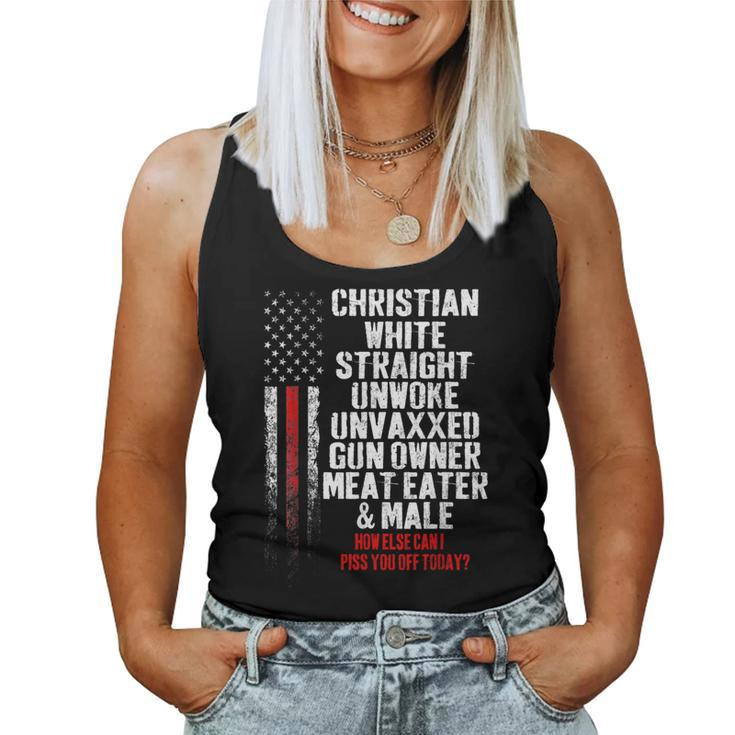Vintage Christian White Straight Unwoke Unvaxxed Gun Owner Women Tank Top