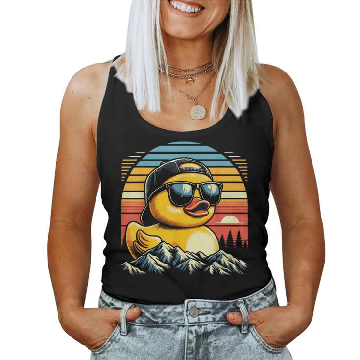 Vintage Cool Duck With Sunglasses & Mountain View Women Tank Top