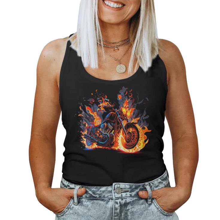 Vintage Motorcycle Biker In Flames Sportster Motorcycle Women Tank Top