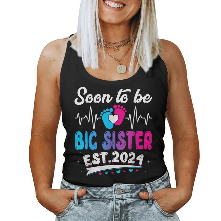 Vintage Promoted To Big Sister 2024 Father's Day Women Tank Top