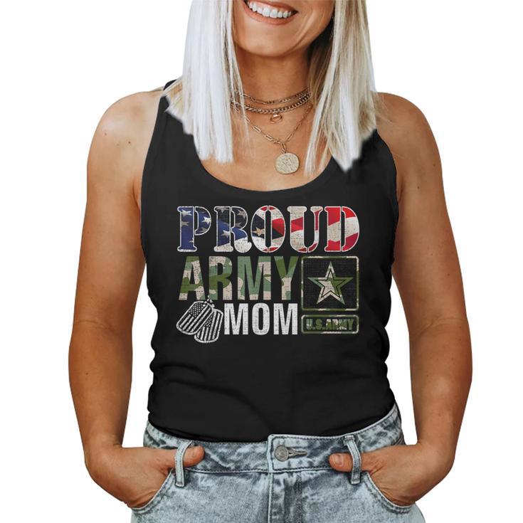 Vintage Proud Army Mom Camo With American Flag Women Tank Top