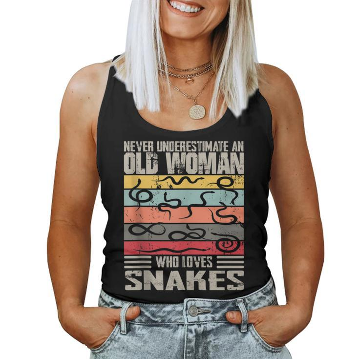 Vintage Never Underestimate An Old Woman Who Loves Snakes Women Tank Top