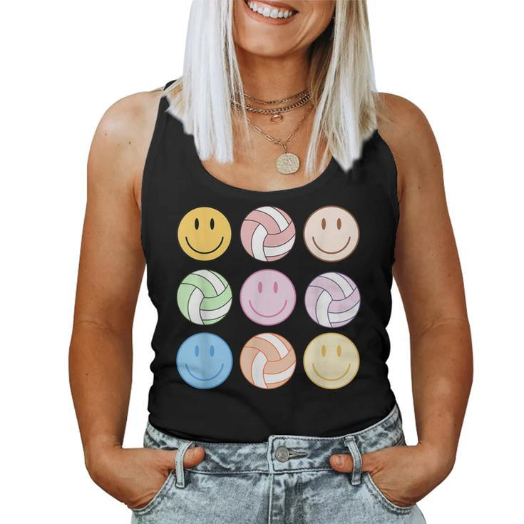 Volleyball Vibes Smile Face Hippie Volleyball Girls Women Tank Top