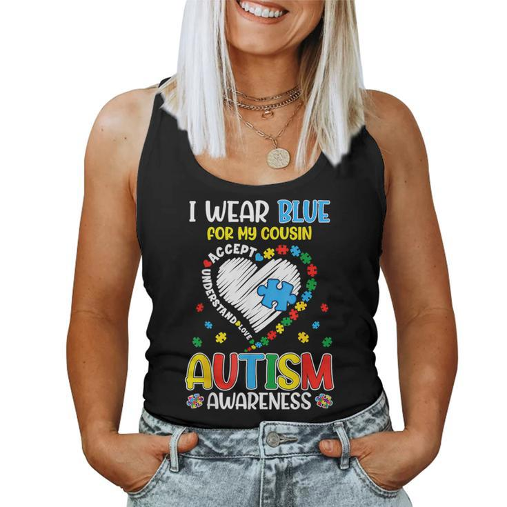 I Wear Blue For My Cousin Autism Awareness Mom Women Tank Top