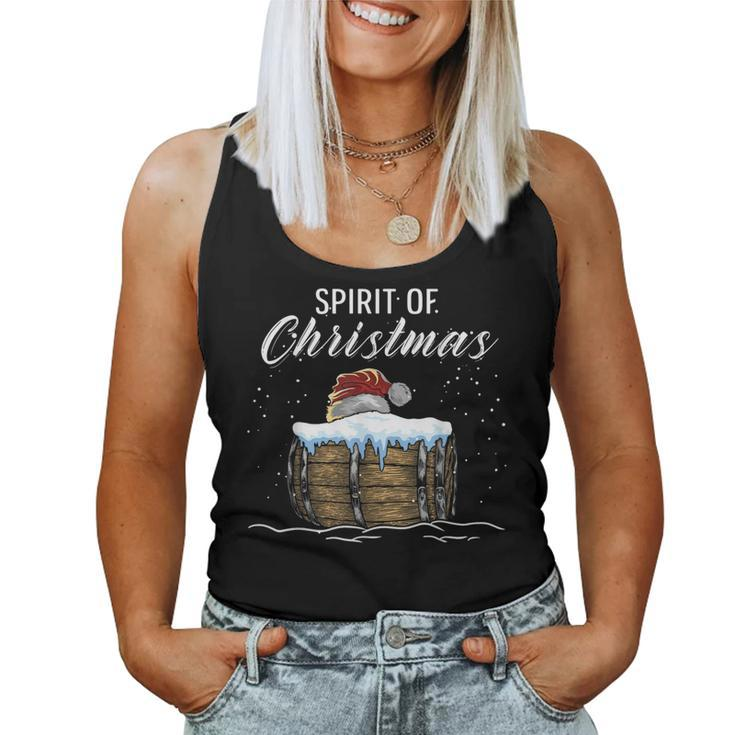 Whiskey Spirit Christmas Barrel Santa Hat Women Tank Top