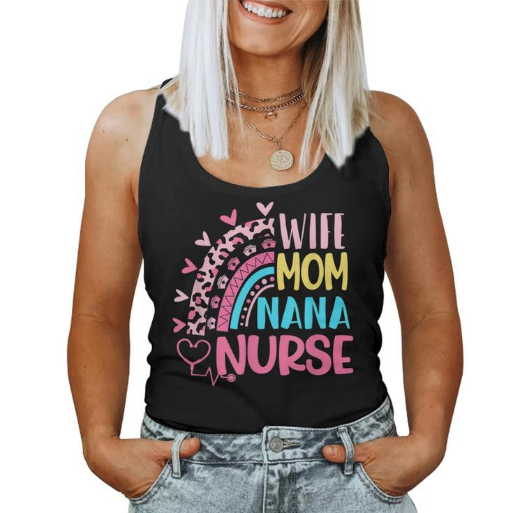 Wife Mom Nana Nurse Nurses Day Leopard Rainbow Women Tank Top
