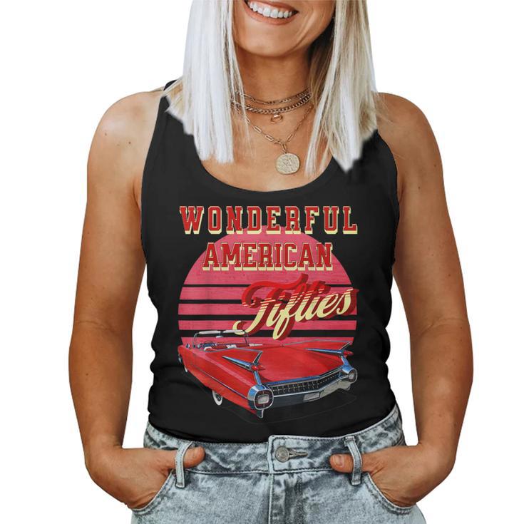 Wonderful American Fifties Retro Sunset 50S Vintage Car Women Tank Top