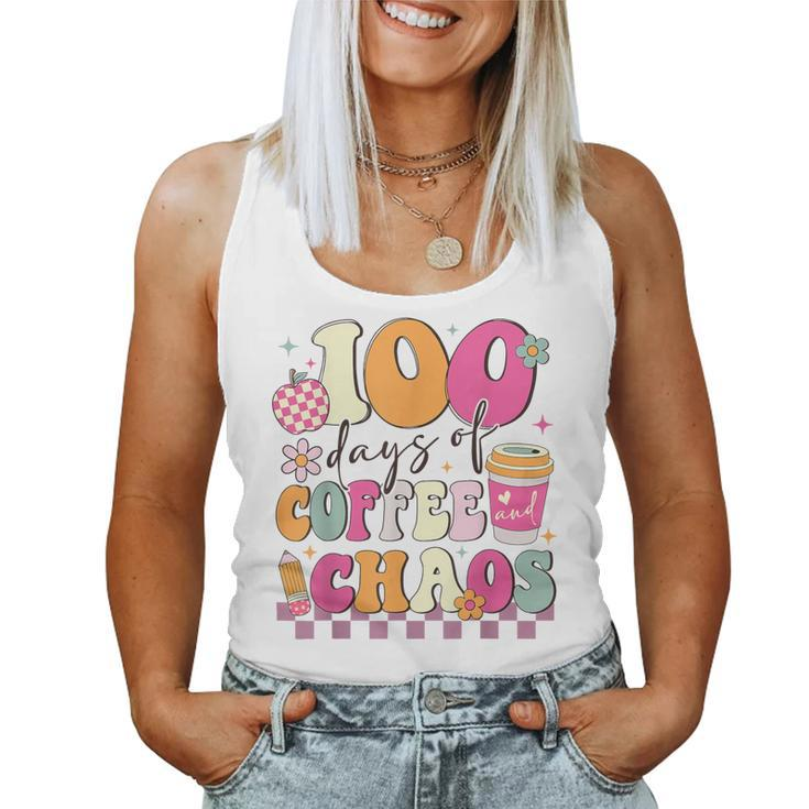 100 Days Of Coffee And Chaos 100Th Day Of School Teacher Kid Women Tank Top