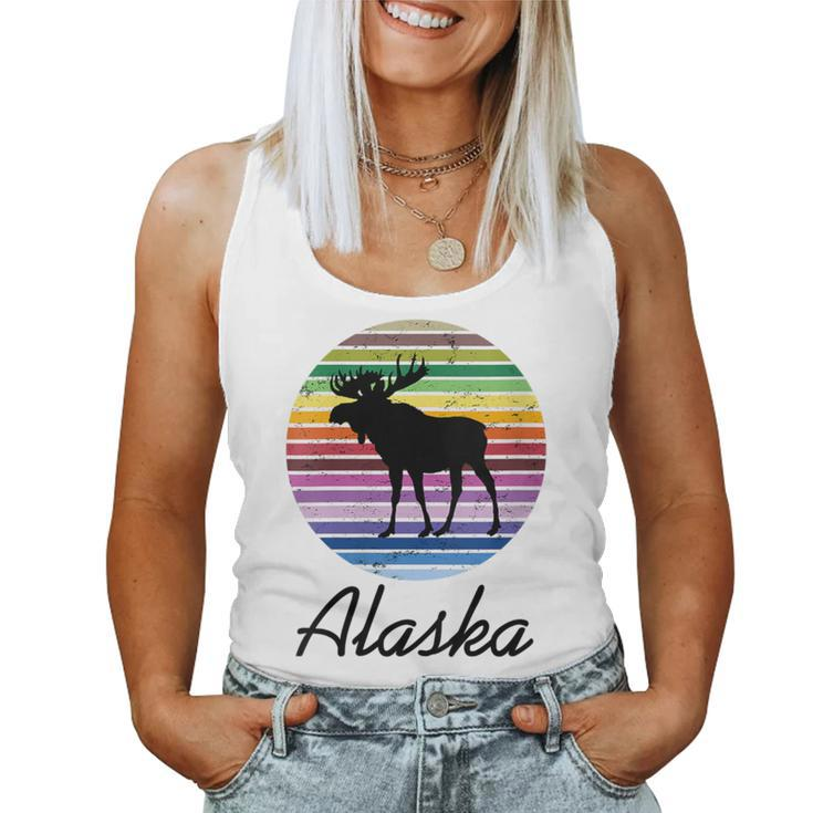 Alaska With Silhouette Of Alaskan Moose Women Tank Top