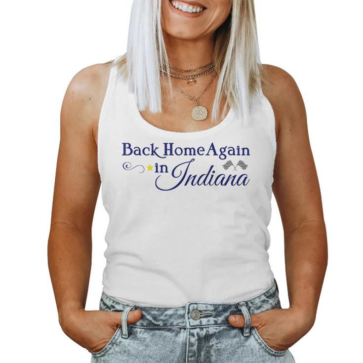Back Home Again Indiana Checkered Flag T Women Tank Top