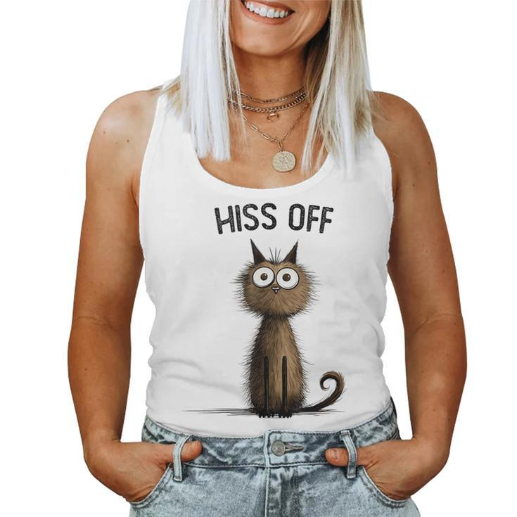 Cat Lover For Humor Hiss Off Meow Cat Women Tank Top