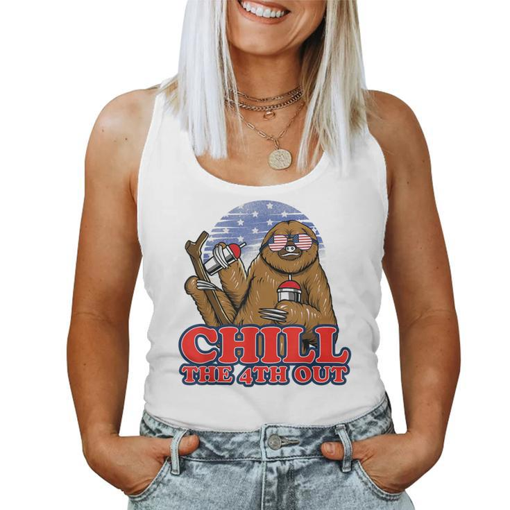 Chill The Fourth Out 4Th Of July Sloth Women Tank Top